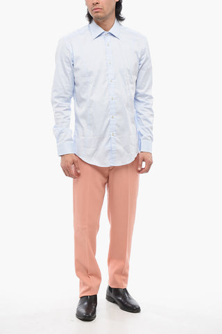 Cotton Poplin Shirt with Spread Collar