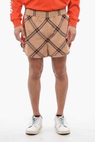 WALES BONNER Checked Shorts with Contrasting Side Bands