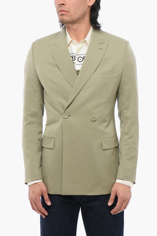 Wool Double Breasted Blazer With Peak Lapel