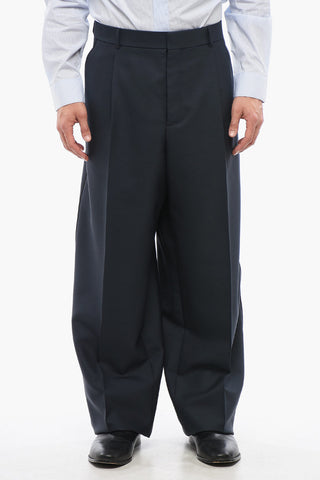Pantaloni Wide Leg in Lana con Pince Frontali