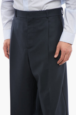 Pantaloni Wide Leg in Lana con Pince Frontali