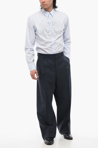 Pantaloni Wide Leg in Lana con Pince Frontali