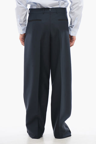 Pantaloni Wide Leg in Lana con Pince Frontali