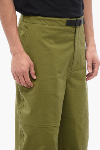 Stretch Fabric Pants with Integrated Belt and Drawstring Hem
