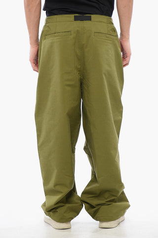 Stretch Fabric Pants with Integrated Belt and Drawstring Hem