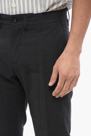Cotton and Virgin Wool Trousers MIKE with Belt Loops