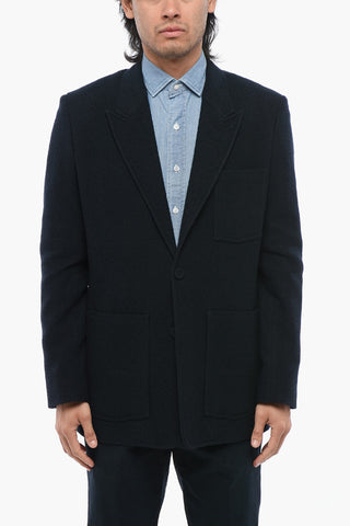 Single Breasted Wool Blazer With Breast Pocket