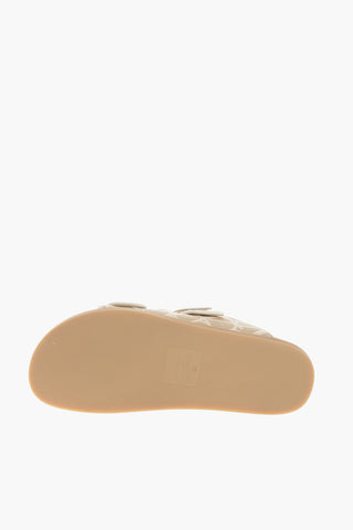 Sliders in Rafia Monogram con Fibbia Logata