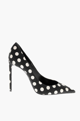 Polka Dot Patterned Satin Pumps with Stiletto Heel 10cm