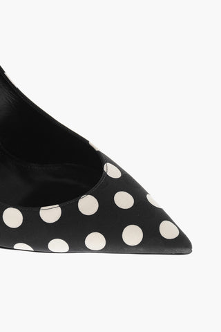 Polka Dot Patterned Satin Pumps with Stiletto Heel 10cm