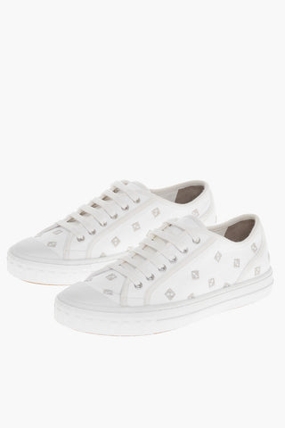 Canvas Sneakers with Embroidered Monogram Motif