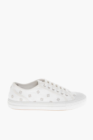 Canvas Sneakers with Embroidered Monogram Motif