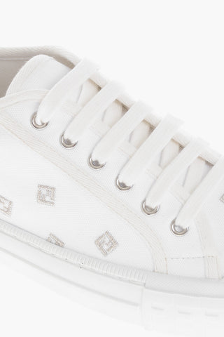 Canvas Sneakers with Embroidered Monogram Motif