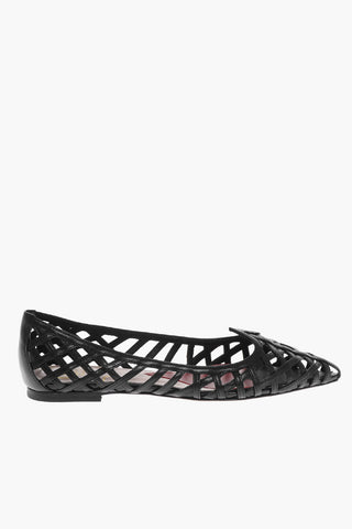 Leather Point Toe Ballet Flats with Cut-Out Details