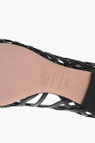 Leather Point Toe Ballet Flats with Cut-Out Details