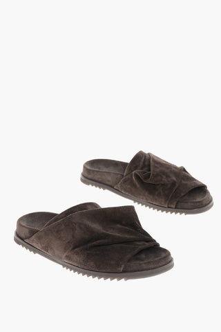 Sliders in Suede MOBIUS con Design Drappeggiato