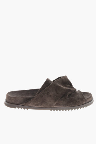 Sliders in Suede MOBIUS con Design Drappeggiato
