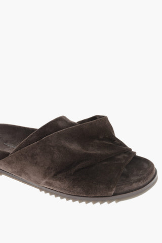 Sliders in Suede MOBIUS con Design Drappeggiato