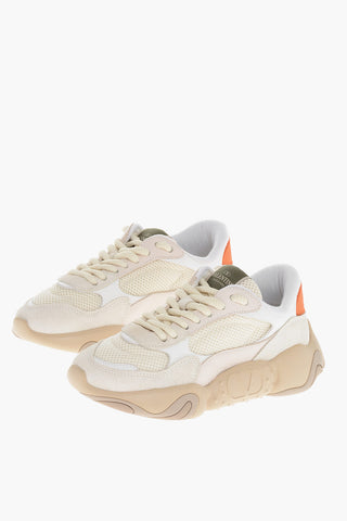 Fabric and Leather Sneakers with Injected Sole