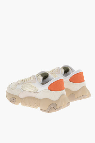 Fabric and Leather Sneakers with Injected Sole