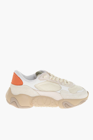 Fabric and Leather Sneakers with Injected Sole