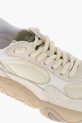 Fabric and Leather Sneakers with Injected Sole