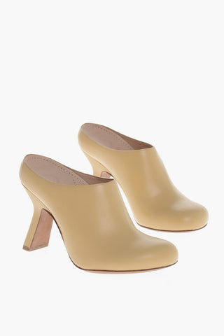 Leather Mules with Covered Heel 10cm