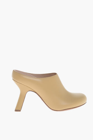 Leather Mules with Covered Heel 10cm