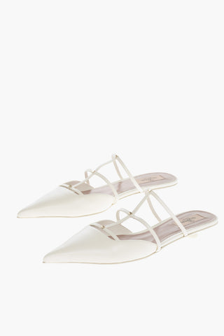 Mules a Punta in Pelle con Dettaglio Borchiato
