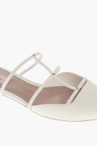 Point Toe Leather Mules with Studded Detail