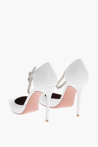 Leather URSINA Pumps with Rhinestoned Ankle Strap 10.5cm