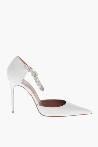 Leather URSINA Pumps with Rhinestoned Ankle Strap 10.5cm