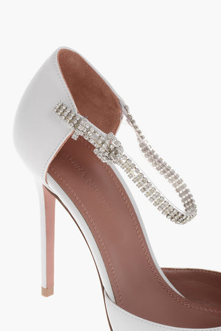 Leather URSINA Pumps with Rhinestoned Ankle Strap 10.5cm