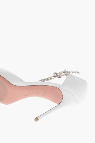 Leather URSINA Pumps with Rhinestoned Ankle Strap 10.5cm