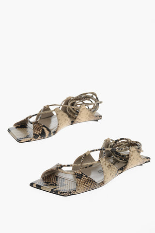 Lace-up RENEE Sandals with Snake Printed Leather