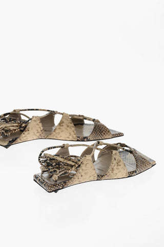 Lace-up RENEE Sandals with Snake Printed Leather