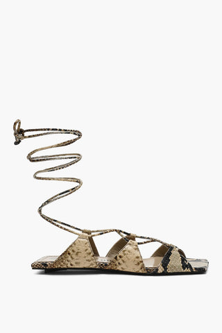 Lace-up RENEE Sandals with Snake Printed Leather