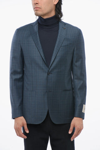 CC COLLECTION Virgin Wool Blazer with Check Pattern