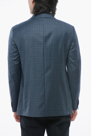 CC COLLECTION Virgin Wool Blazer with Check Pattern