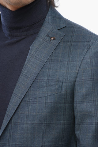 CC COLLECTION Virgin Wool Blazer with Check Pattern