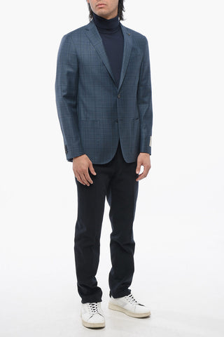 CC COLLECTION Virgin Wool Blazer with Check Pattern