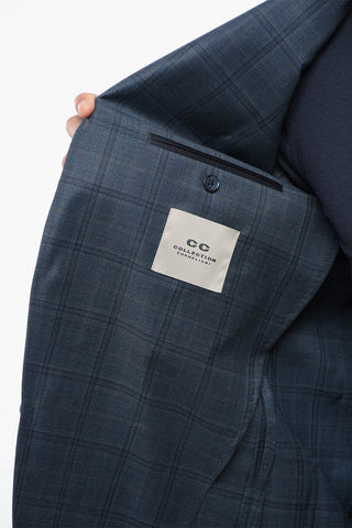 CC COLLECTION Virgin Wool Blazer with Check Pattern