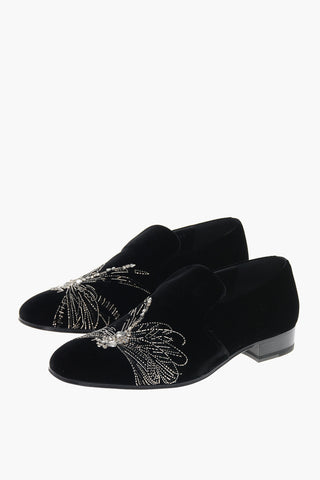 Velvet Loafers with Sparkle Application