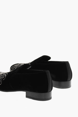 Velvet Loafers with Sparkle Application