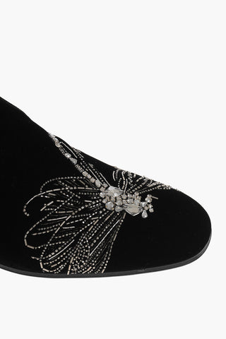 Velvet Loafers with Sparkle Application
