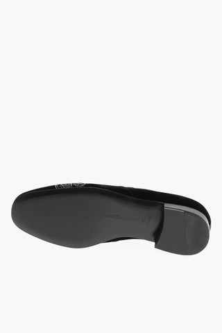 Velvet Loafers with Sparkle Application