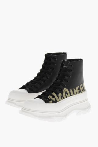 Printed Leather Boots with Platform