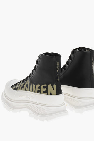 Printed Leather Boots with Platform