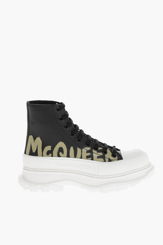 Printed Leather Boots with Platform