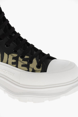 Printed Leather Boots with Platform